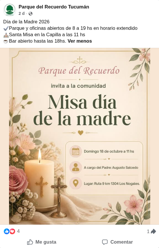 Publicación de Parque del Recuerdo Tucumán